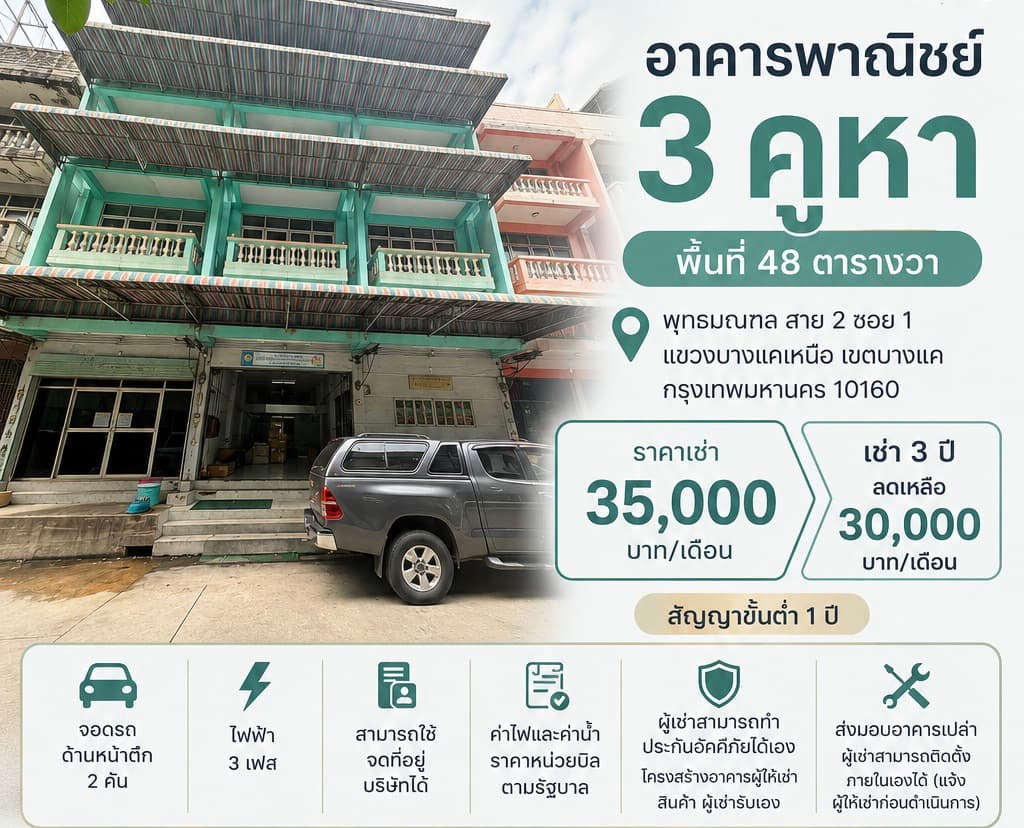อาคารพาณิชย์ 3 คูหา — บางแค, กรุงเทพมหานคร